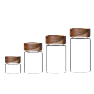 Glass Storage Jars with Wooden Lids – Airtight 4-Piece Set