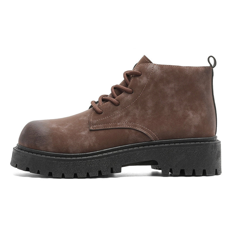 Men’s Leather Look Lug Sole Ankle Boots